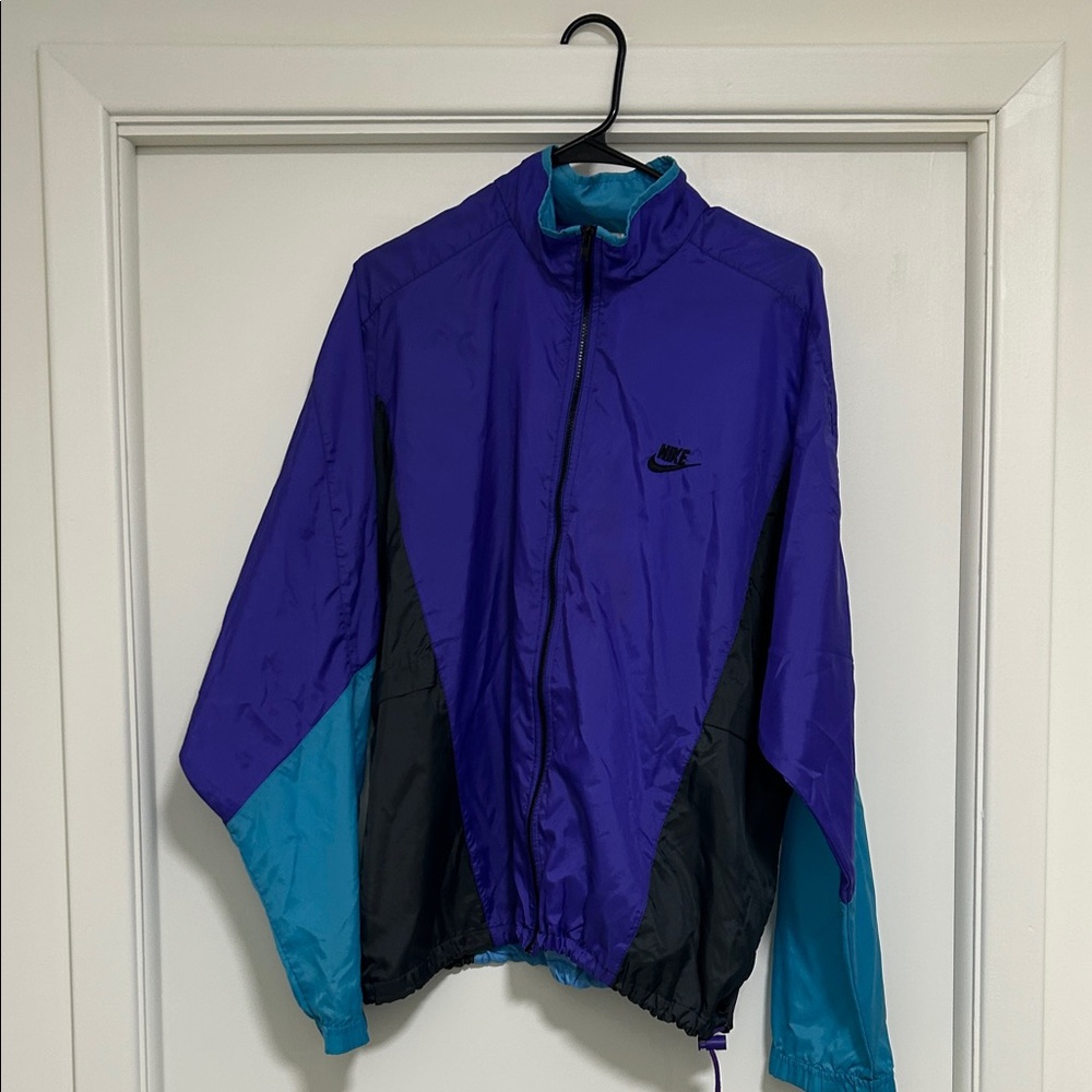 Nike Purple Teal and Black Retro Windbreaker Jacket